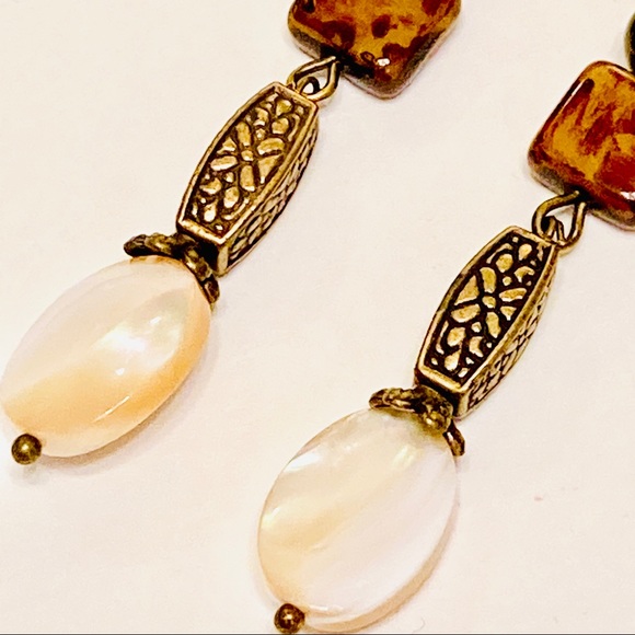 Natural Mother-of-Pearl Mixed-Media Earrings - Picture 4 of 9